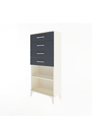 Arges Dolap Tek Raflı 4 Çekmeceli 60x30x134 Aytaşı-Antrasit