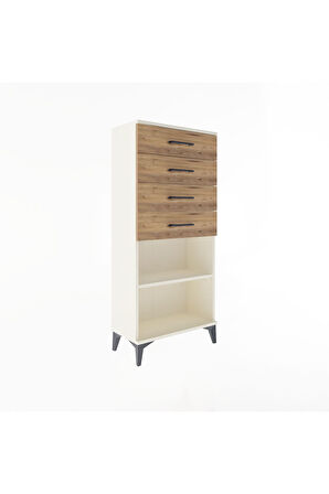 Arges Dolap Tek Raflı 4 Çekmeceli 60x30x134 Aytaşı-Çam
