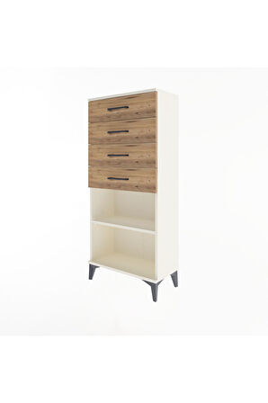 Arges Dolap Tek Raflı 4 Çekmeceli 60x30x134 Aytaşı-Çam