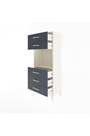 Arges Dolap Tek Raflı 5 Çekmeceli 60x30x134 Aytaşı-Antrasit