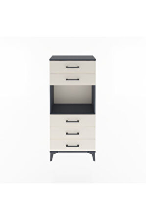 Arges Dolap Tek Raflı 5 Çekmeceli 60x30x134 Antrasit-Aytaşı