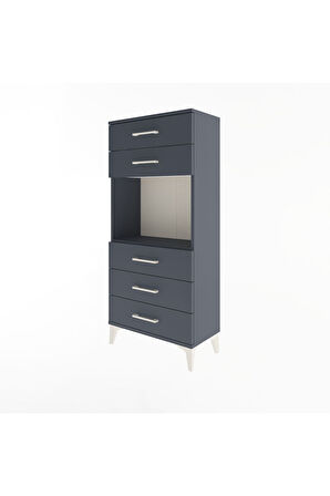 Arges Dolap Tek Raflı 5 Çekmeceli 60x30x134 Antrasit-Antrasit