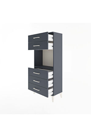 Arges Dolap Tek Raflı 5 Çekmeceli 60x30x134 Antrasit-Antrasit