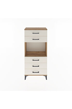 Arges Dolap Tek Raflı 5 Çekmeceli 60x30x134 Çam-Aytaşı