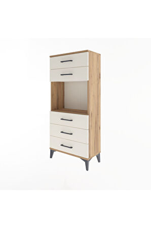 Arges Dolap Tek Raflı 5 Çekmeceli 60x30x134 Çam-Aytaşı