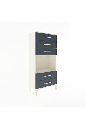 Arges Dolap Tek Raflı 5 Çekmeceli 60x30x134 Aytaşı-Antrasit