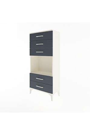 Arges Dolap Tek Raflı 5 Çekmeceli 60x30x134 Aytaşı-Antrasit