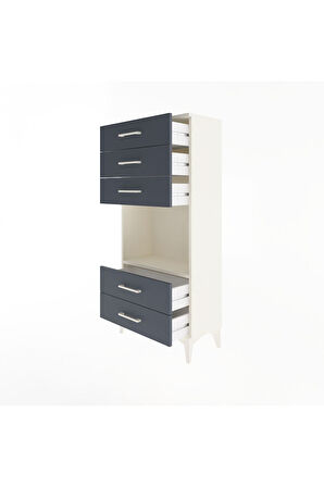 Arges Dolap Tek Raflı 5 Çekmeceli 60x30x134 Aytaşı-Antrasit