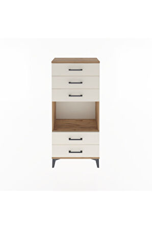 Arges Dolap Tek Raflı 5 Çekmeceli 60x30x134 Çam-Aytaşı