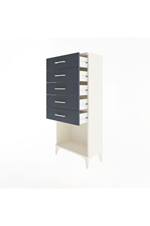 Arges Dolap 5 Çekmeceli 60x30x134 Aytaşı-Antrasit