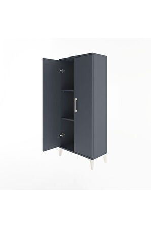 Arges Dolap 2 Raflı 2 Kapaklı 60x30x134 Antrasit-Antrasit