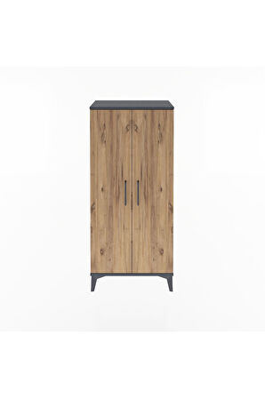 Arges Dolap 2 Raflı 2 Kapaklı 60x30x134 Antrasit-Çam