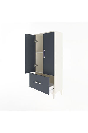 Arges Dolap 2 Raflı Tek Çekmeceli 2 Kapaklı 60x30x134 Aytaşı-Antrasit
