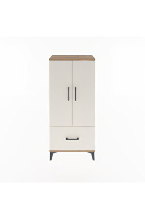 Arges Dolap 2 Raflı Tek Çekmeceli 2 Kapaklı 60x30x134 Çam-Aytaşı
