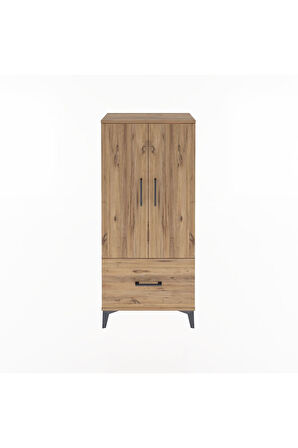 Arges Dolap 2 Raflı Tek Çekmeceli 2 Kapaklı 60x30x134 Çam-Çam
