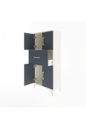 Arges Dolap Tek Raflı Tek Çekmeceli 4 Kapaklı 60x30x134 Aytaşı-Antrasit