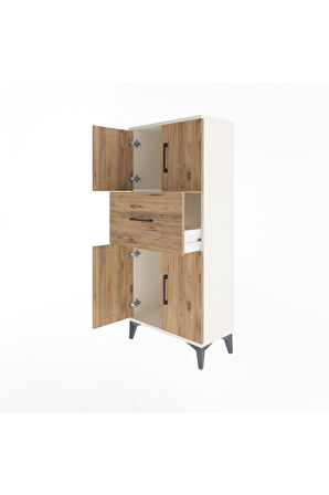 Arges Dolap Tek Raflı Tek Çekmeceli 4 Kapaklı 60x30x134 Aytaşı-Çam