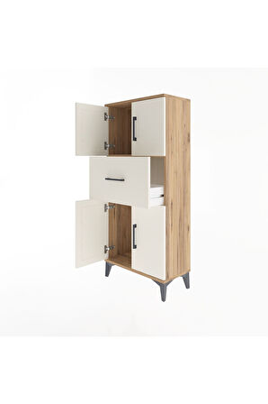 Arges Dolap Tek Raflı Tek Çekmeceli 4 Kapaklı 60x30x134 Çam-Aytaşı