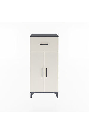 Arges Dolap 2 Raflı Tek Çekmeceli 2 Kapaklı 60x30x134 Antrasit-Aytaşı