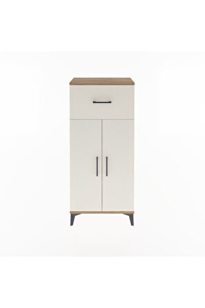 Arges Dolap 2 Raflı Tek Çekmeceli 2 Kapaklı 60x30x134 Çam-Aytaşı