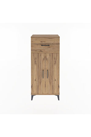 Arges Dolap 2 Raflı Tek Çekmeceli 2 Kapaklı 60x30x134 Çam-Çam