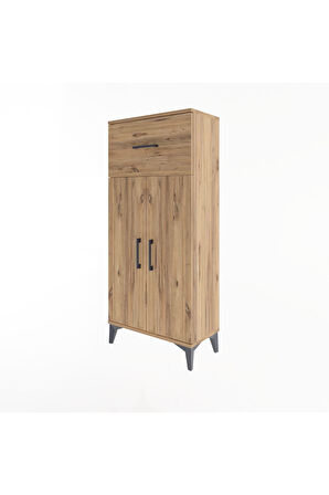 Arges Dolap 2 Raflı Tek Çekmeceli 2 Kapaklı 60x30x134 Çam-Çam