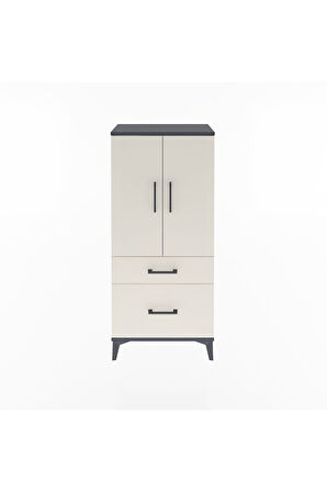 Arges Dolap 2 Raflı 2 Çekmeceli 2 Kapaklı 60x30x134 Antrasit-Aytaşı