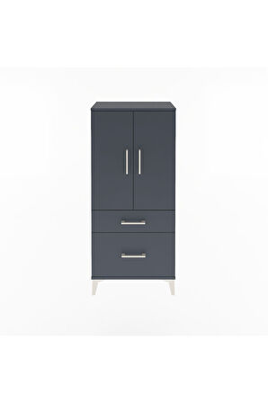 Arges Dolap 2 Raflı 2 Çekmeceli 2 Kapaklı 60x30x134 Antrasit-Antrasit