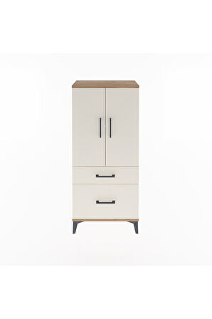 Arges Dolap 2 Raflı 2 Çekmeceli 2 Kapaklı 60x30x134 Çam-Aytaşı