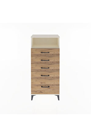 Arges Dolap Tek Raflı 5 Çekmeceli 60x30x134 Aytaşı-Çam