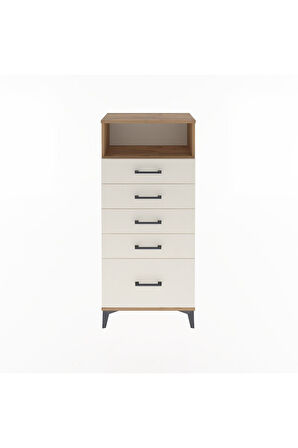 Arges Dolap Tek Raflı 5 Çekmeceli 60x30x134 Çam-Aytaşı
