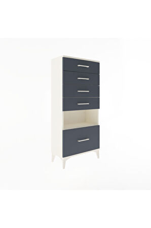 Arges Dolap Tek Raflı 5 Çekmeceli 60x30x134 Aytaşı-Antrasit