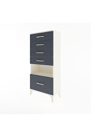 Arges Dolap Tek Raflı 5 Çekmeceli 60x30x134 Aytaşı-Antrasit