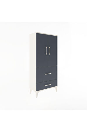 Arges Dolap Tek Raflı 2 Çekmeceli 2 Kapaklı 60x30x134 Aytaşı-Antrasit