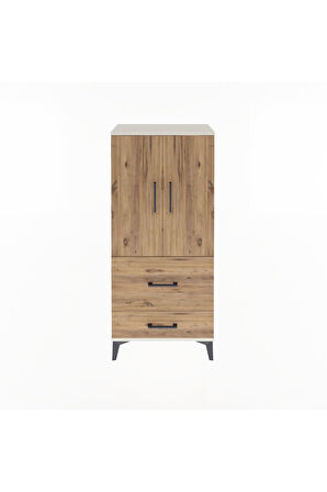 Arges Dolap Tek Raflı 2 Çekmeceli 2 Kapaklı 60x30x134 Aytaşı-Çam