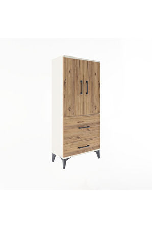 Arges Dolap Tek Raflı 2 Çekmeceli 2 Kapaklı 60x30x134 Aytaşı-Çam