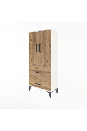 Arges Dolap Tek Raflı 2 Çekmeceli 2 Kapaklı 60x30x134 Aytaşı-Çam