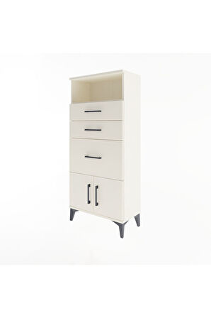 Arges Dolap Tek Raflı 3 Çekmeceli 2 Kapaklı 60x30x134 Aytaşı-Aytaşı