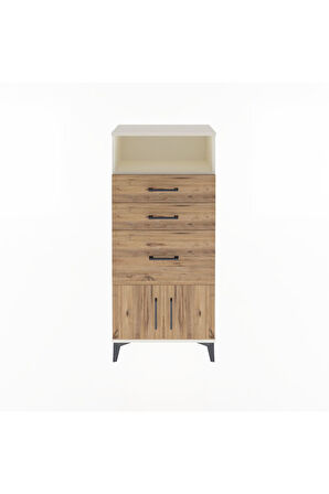 Arges Dolap Tek Raflı 3 Çekmeceli 2 Kapaklı 60x30x134 Aytaşı-Çam