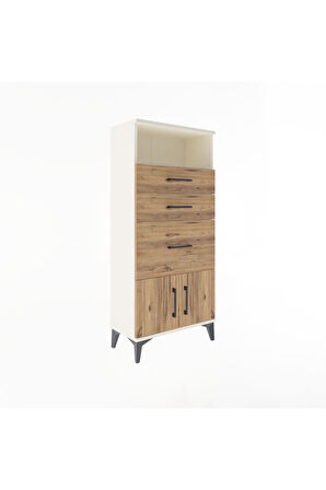 Arges Dolap Tek Raflı 3 Çekmeceli 2 Kapaklı 60x30x134 Aytaşı-Çam
