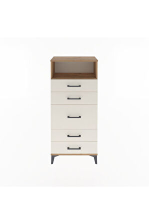 Arges Dolap Tek Raflı 5 Çekmeceli 60x30x134 Çam-Aytaşı