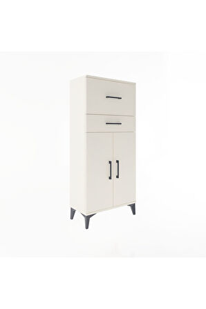 Arges Dolap Tek Raflı 2 Çekmeceli 2 Kapaklı 60x30x134 Aytaşı-Aytaşı