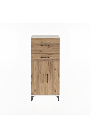 Arges Dolap Tek Raflı 2 Çekmeceli 2 Kapaklı 60x30x134 Aytaşı-Çam