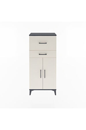 Arges Dolap Tek Raflı 2 Çekmeceli 2 Kapaklı 60x30x134 Antrasit-Aytaşı