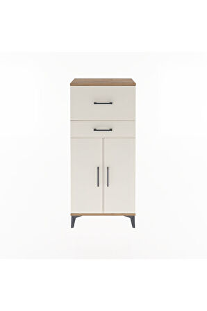 Arges Dolap Tek Raflı 2 Çekmeceli 2 Kapaklı 60x30x134 Çam-Aytaşı