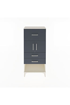 Arges Dolap Tek Raflı 3 Çekmeceli 2 Kapaklı 60x30x134 Aytaşı-Antrasit