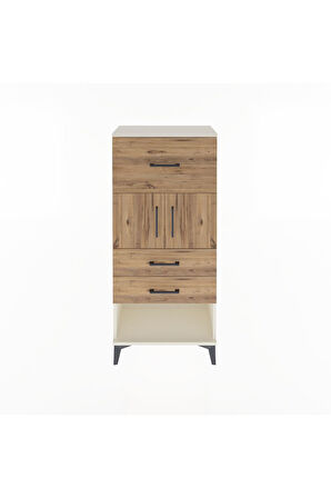 Arges Dolap Tek Raflı 3 Çekmeceli 2 Kapaklı 60x30x134 Aytaşı-Çam