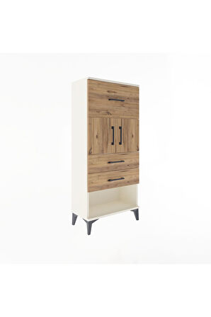 Arges Dolap Tek Raflı 3 Çekmeceli 2 Kapaklı 60x30x134 Aytaşı-Çam