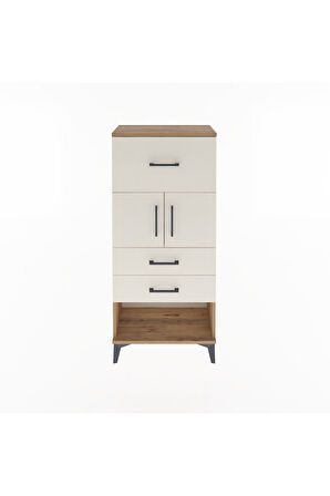 Arges Dolap Tek Raflı 3 Çekmeceli 2 Kapaklı 60x30x134 Çam-Aytaşı
