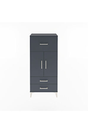 Arges Dolap 2 Raflı 3 Çekmeceli 2 Kapaklı 60x30x134 Antrasit-Antrasit